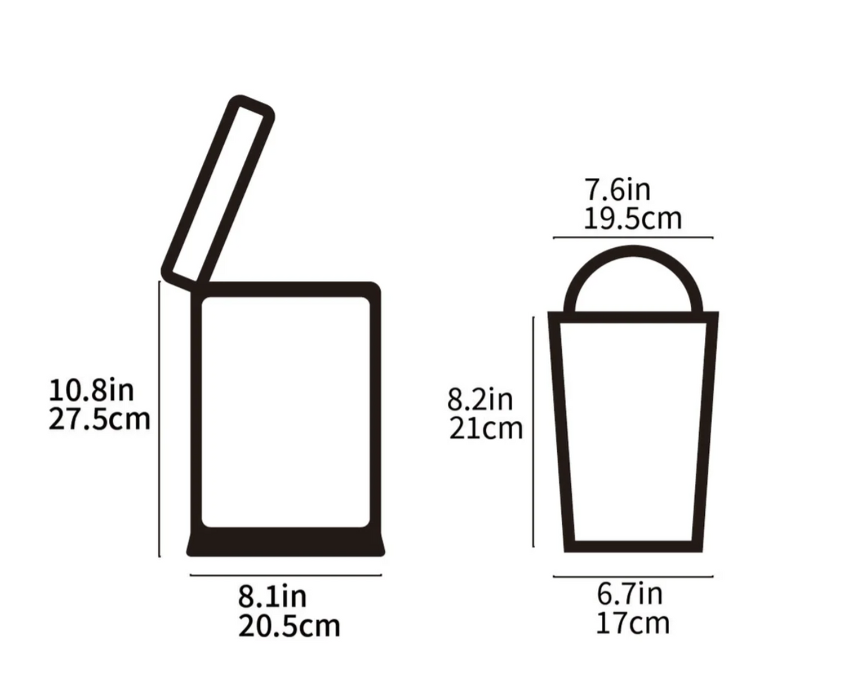 Blanco Mate - Cubo de Basura de 5 Litros