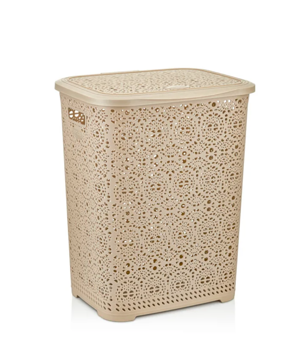 Cesto de lavandería de encaje beige 65L