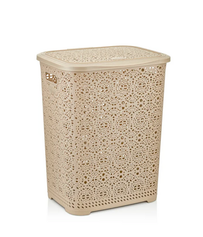 Cesto de lavandería de encaje beige 65L