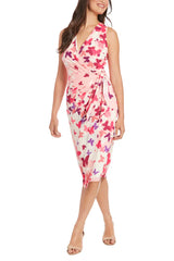 Short Cocktail Printed Midi Dress Pink Multi - London Times