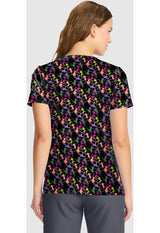 V-Neck Print Scrub Top Iconic Mickey
