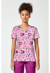 Print V-Neck Scrub Top Snoopy Eyes