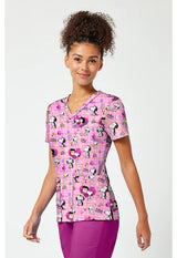 Print V-Neck Scrub Top Snoopy Eyes
