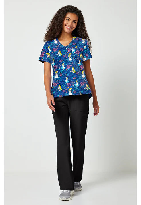 Print V-Neck Scrub Top Bow-Tanical