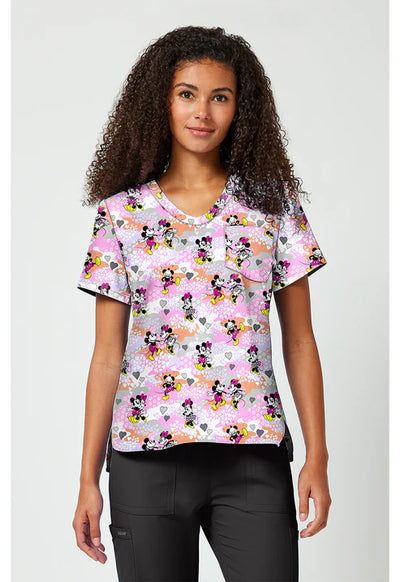 Camiseta estampada de cuello de pico con motivo Friend Frolic