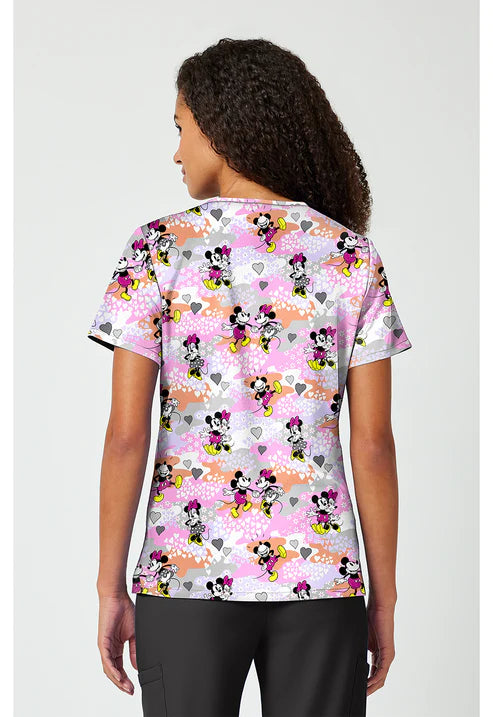 Print V-Neck Scrub Top Friend Frolic