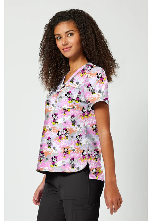 Print V-Neck Scrub Top Friend Frolic