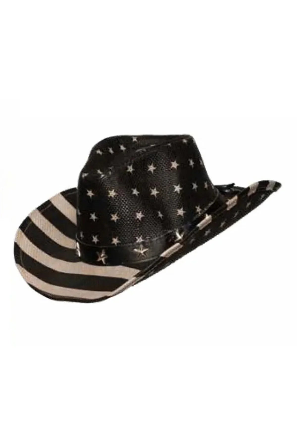 Sombrero vaquero negro y gris con bandera de Estados Unidos