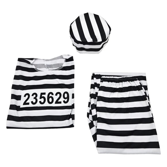 Girl's Striped Prisoner Costume Set