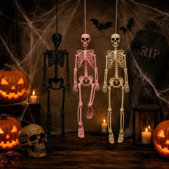 Poseable Halloween Skeleton Prop Decoration White