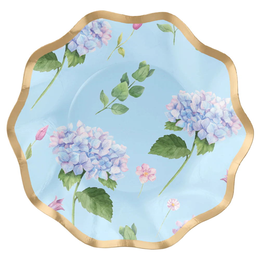 Cuenco ondulado para aperitivo o postre, hortensias de 16,5 cm