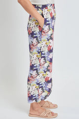Pantalones de lino para mujer con abertura frontal Jungle Flowers