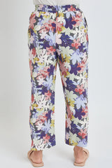 Pantalones de lino para mujer con abertura frontal Jungle Flowers