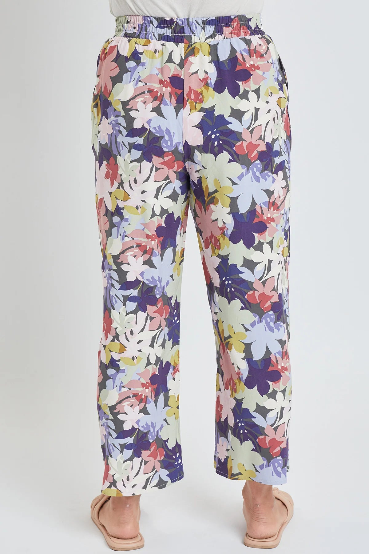 Pantalones de lino para mujer con abertura frontal Jungle Flowers