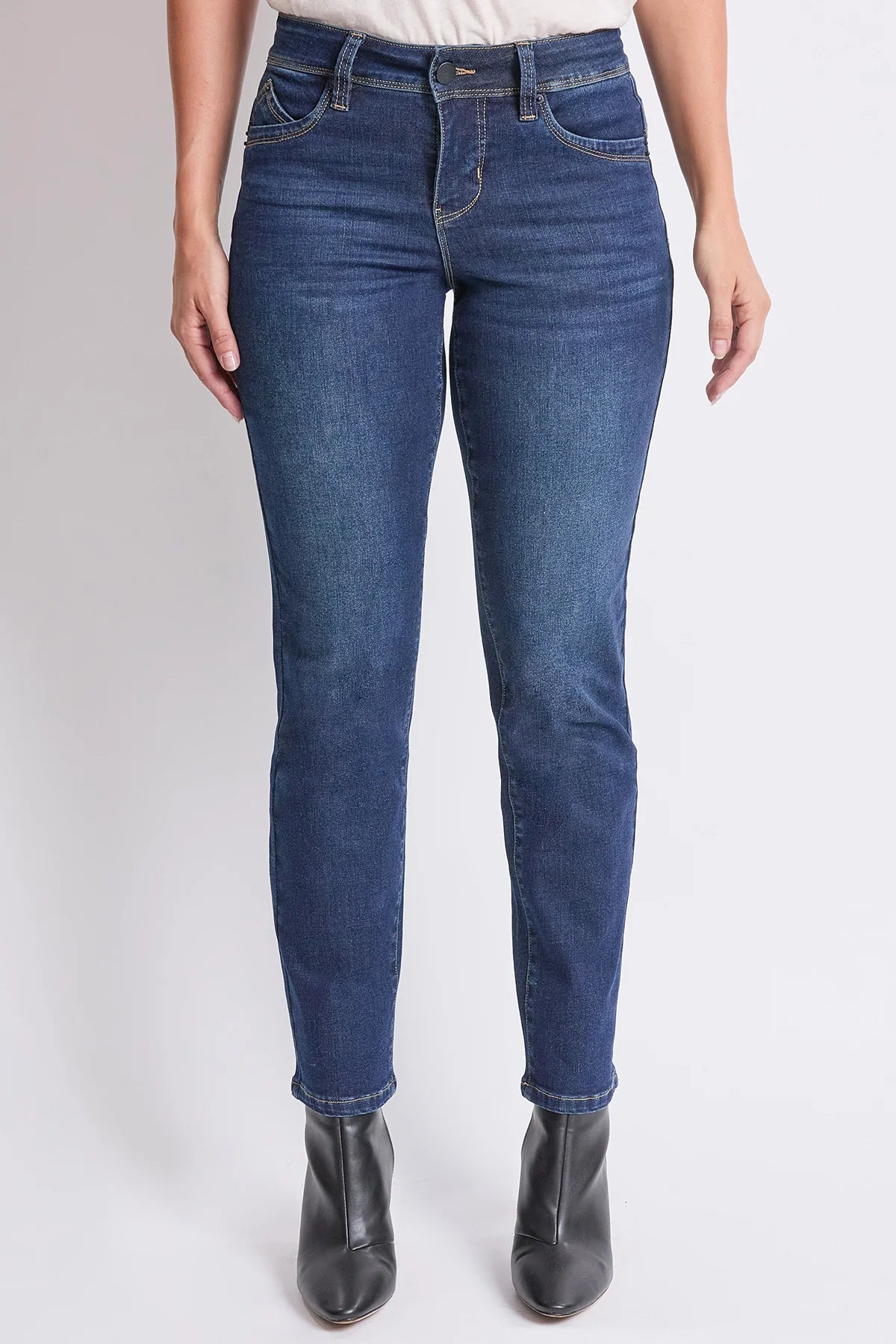 Jeans de tiro alto rectos con tecnología Curve Confidence WannaBettaButt para mujer, azul oscuro - Royalty