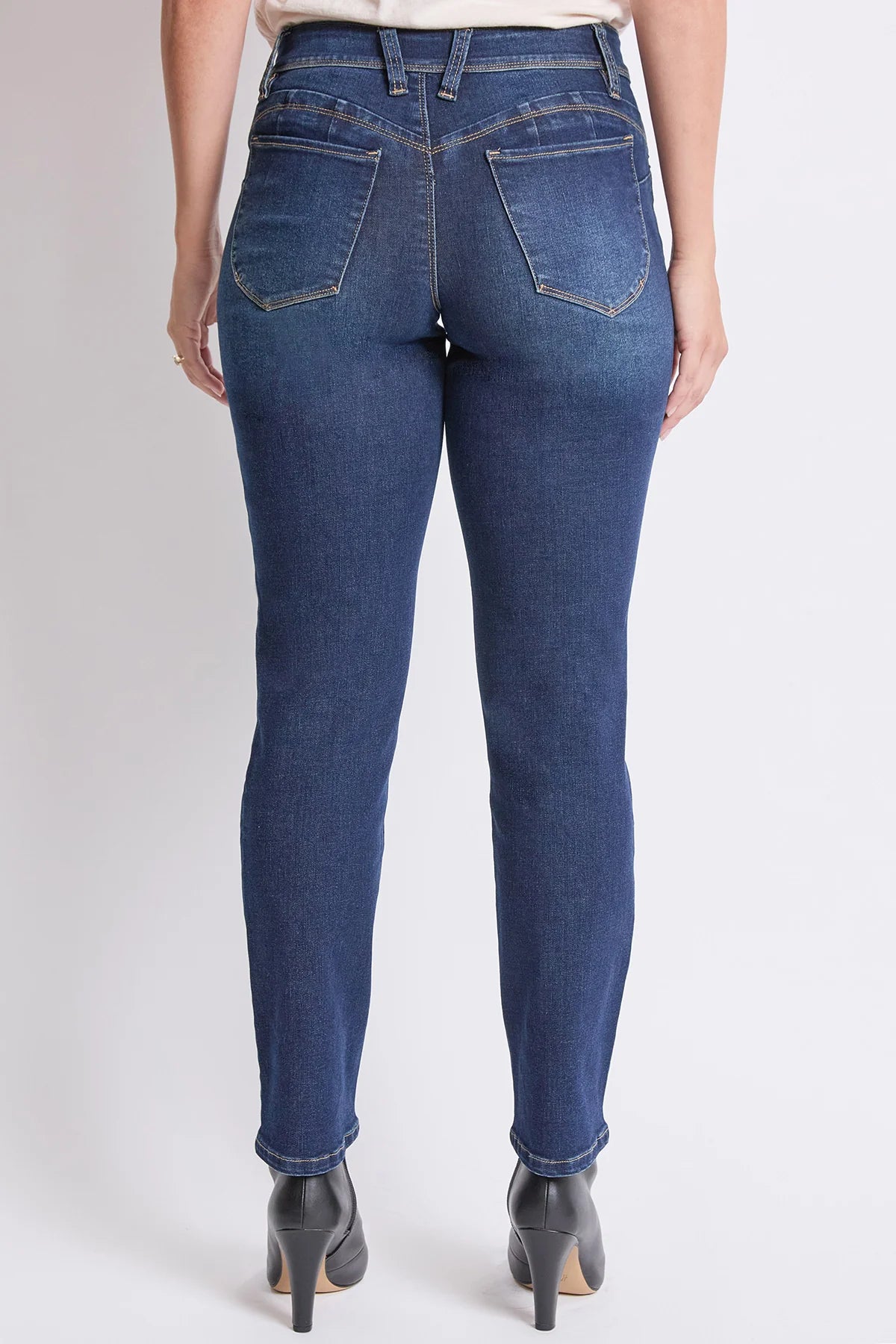 Jeans de tiro alto rectos con tecnología Curve Confidence WannaBettaButt para mujer, azul oscuro - Royalty