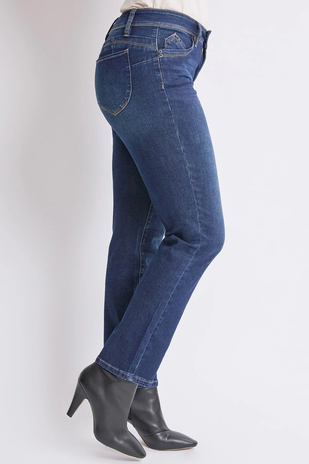 Jeans de tiro alto rectos con tecnología Curve Confidence WannaBettaButt para mujer, azul oscuro - Royalty
