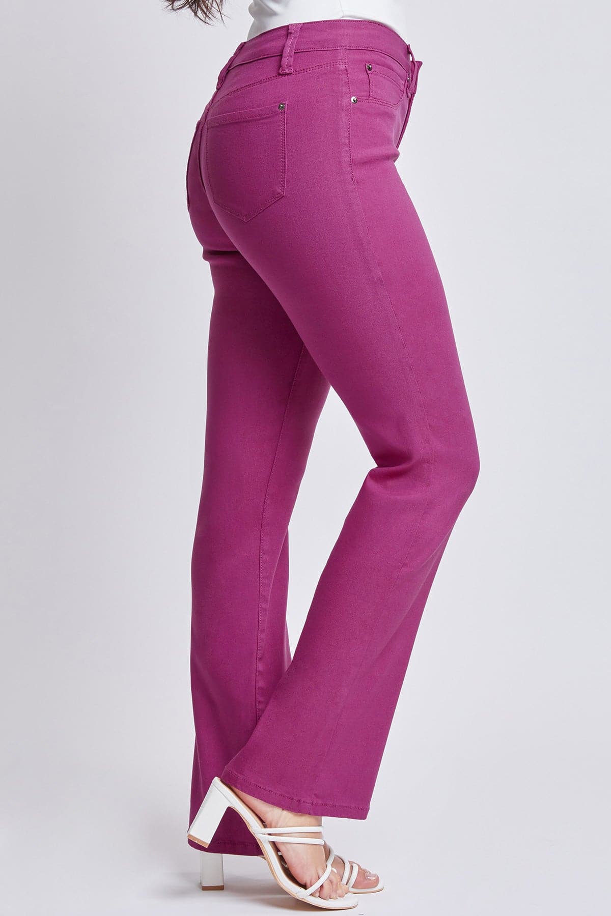 Pantalones de corte bootcut Hyperstretch para mujer, color rubí oscuro