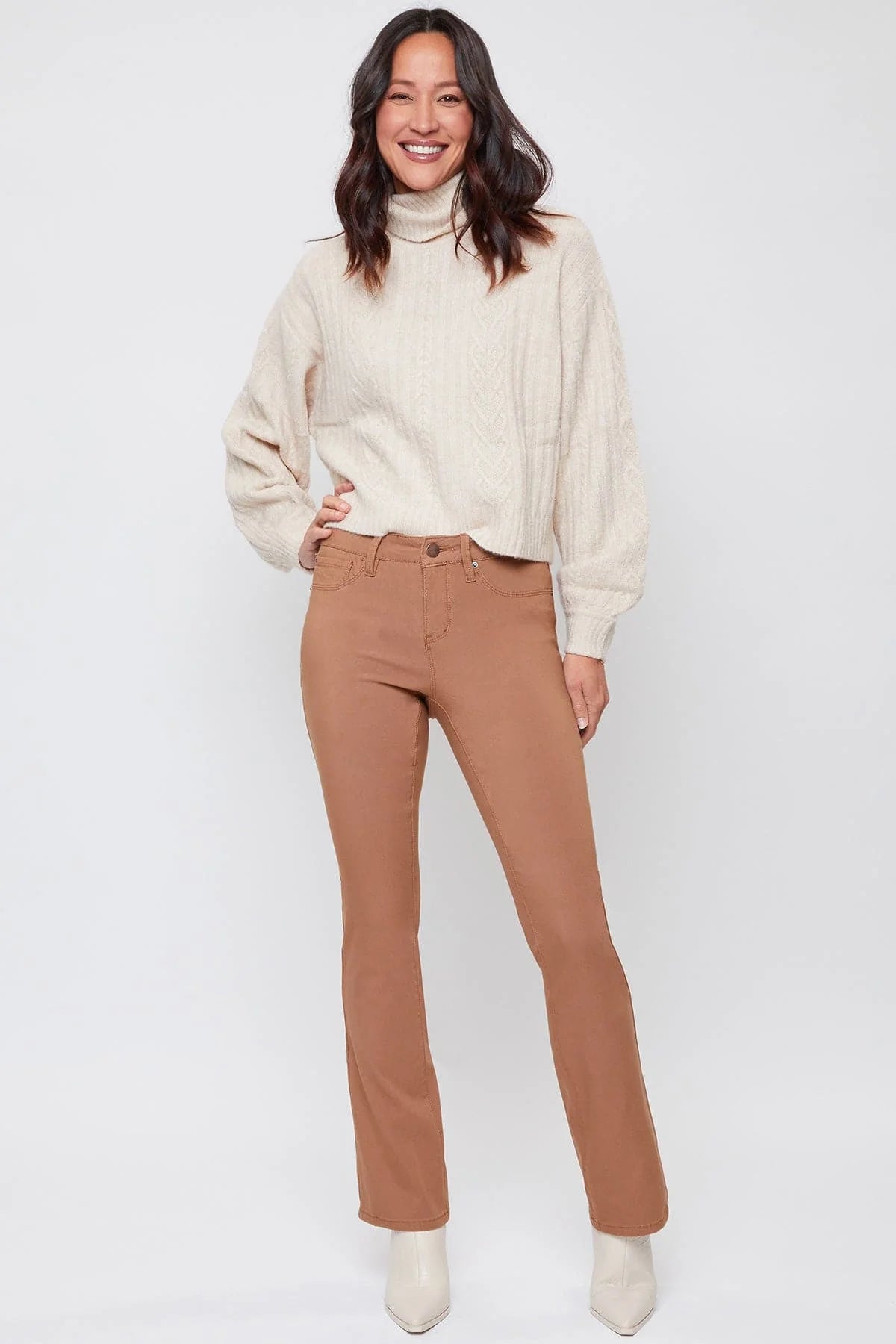 Pantalones Bootcut Hiperelásticos para Mujer Almendra