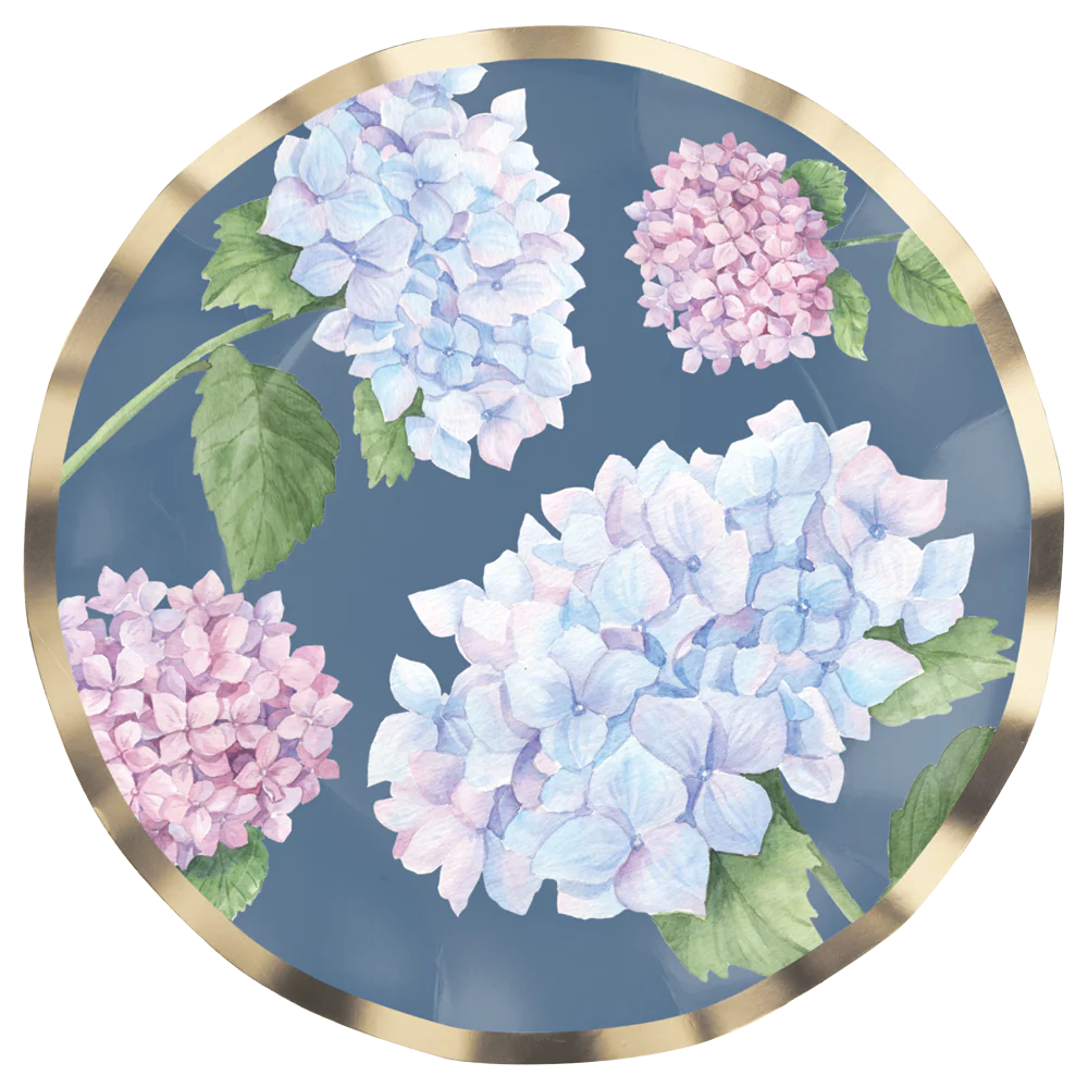 Plato ondulado con ensalada, hortensias, 8"