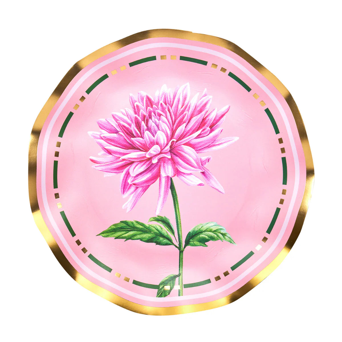 Plato de ensalada de jardín Dahlia de 8" con lámina dorada