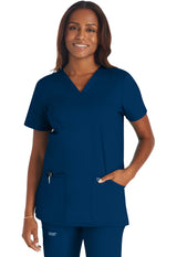 Camisa médica de cuello en V azul marino