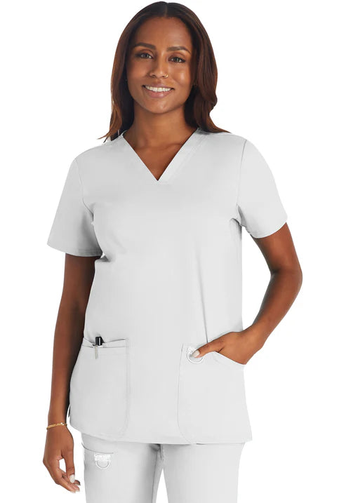 Uniforme médico con cuello en V - blanco