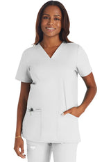 Uniforme médico con cuello en V - blanco