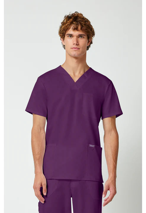 Uniforme médico con cuello en V para hombre - Berenjena