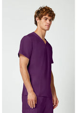 Uniforme médico con cuello en V para hombre - Berenjena