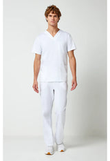 Top de cuello en V para hombre, blanco