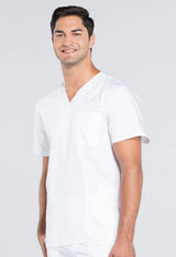 Top de cuello en V para hombre, blanco