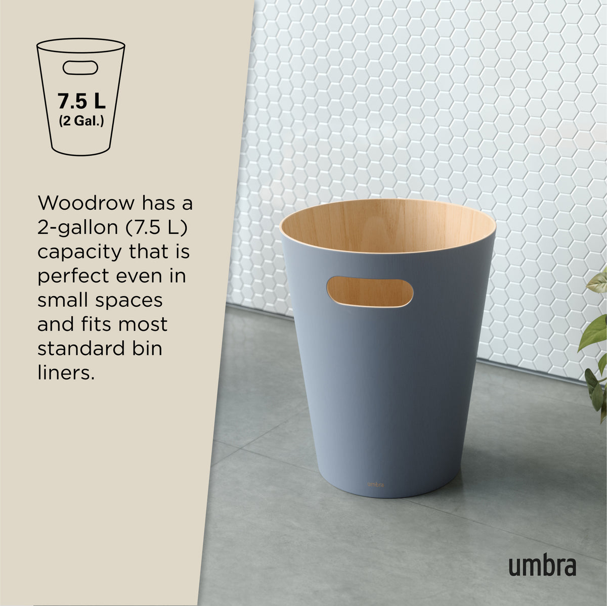 Cesto de basura Woodrow azul pizarra