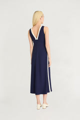 Vestido midi escote en V para noche / Azul - Maggy London