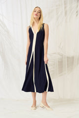 Vestido midi escote en V para noche / Azul - Maggy London