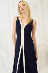 Vestido midi escote en V para noche / Azul - Maggy London