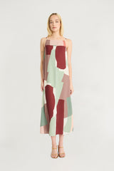 Abstract Print Shift Dress White Smoke/ Antique Rose   - Maggy London