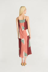 Abstract Print Shift Dress White Smoke/ Antique Rose   - Maggy London
