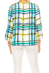 3/4 Sleeve Multi Print Top Bright White/Habanero Gold - Zac & Rachel