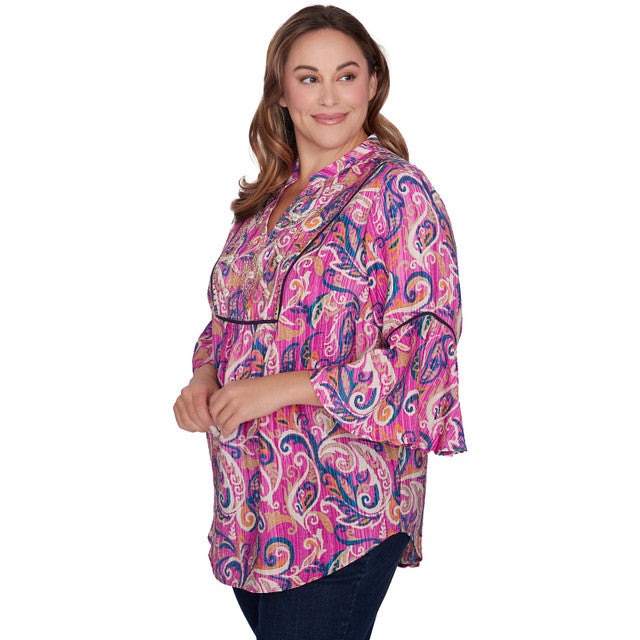 Blusa de Gasa Estampado Cachemir Talla Grande Dahlia Multi - Ruby Rd