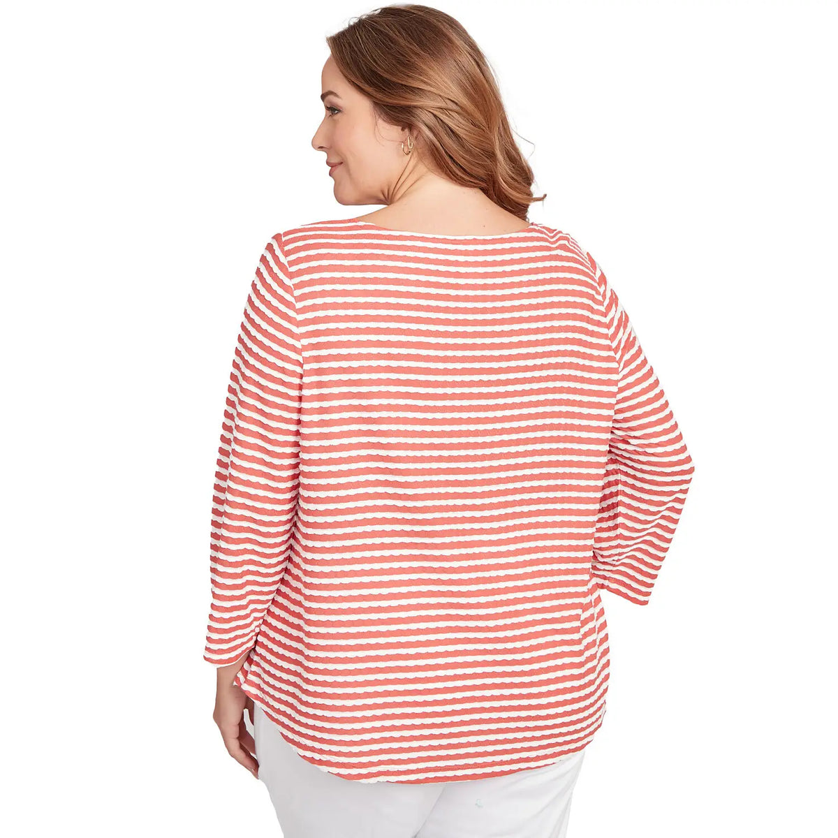 Top Chili Multi a rayas con textura festoneada Plus - Ruby Rd