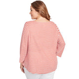 Top Chili Multi a rayas con textura festoneada Plus - Ruby Rd