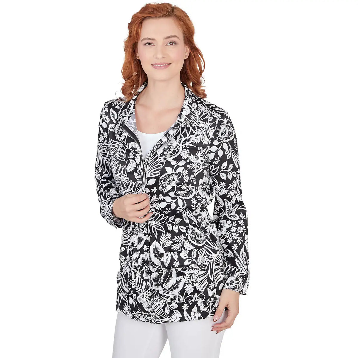 Chaqueta a presión de chermés estampado floral