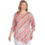 Camiseta con rayas al bies y abalorios de talla grande - Ruby Rd