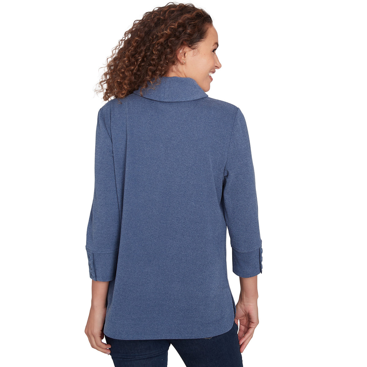 Luxe Collared V-Neck Stretch Rib Knit Top indigo - Ruby Rd