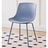 Nordic Style PP Plastic Dining Chair with Metal Frame Blue