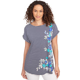 Camiseta de jersey a rayas florales azul marino multi - Ruby Rd