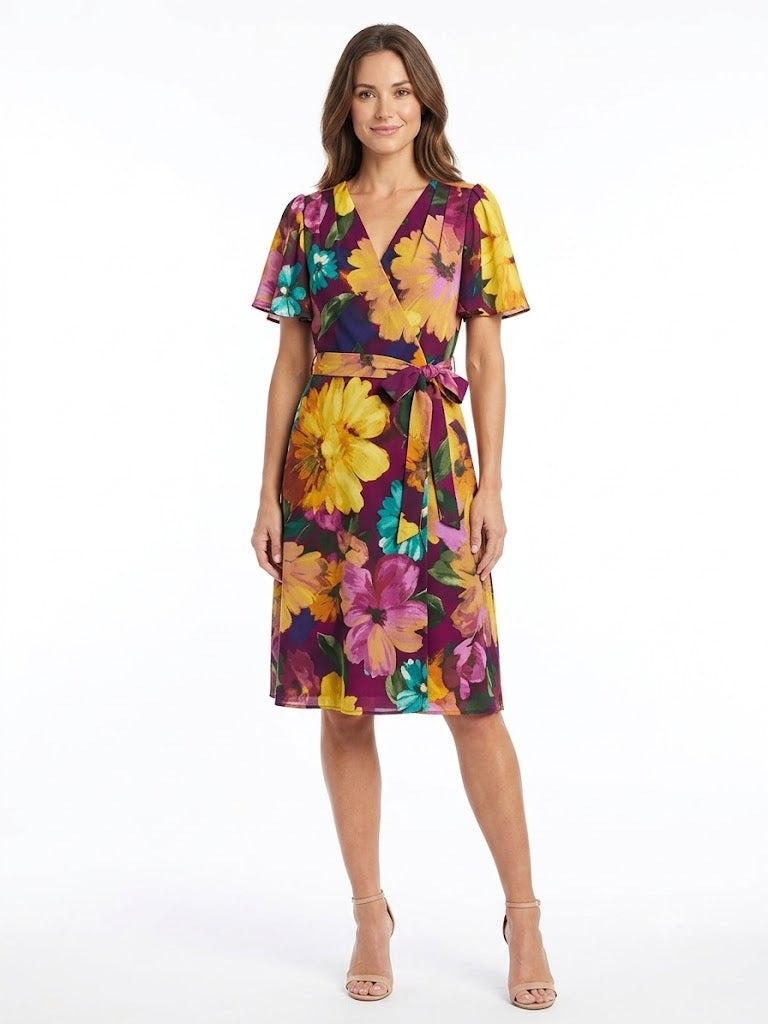Vestido Flutter Morado - Amarillo