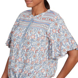 Camiseta Henley Floral con Nudo Delantero Vintage Arándano - Ruby Rd