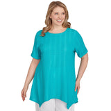 Camiseta de punto arrugado de talla grande, color turquesa - Ruby Rd